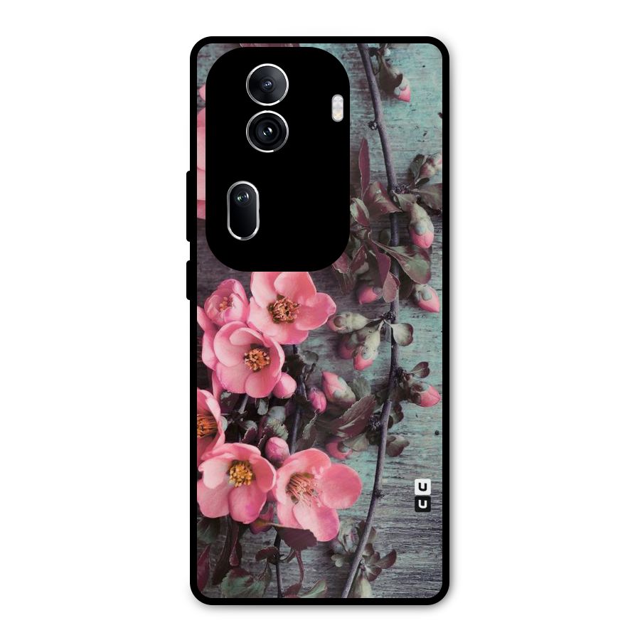 Wooden Floral Pink Metal Back Case for Oppo Reno11 Pro 5G