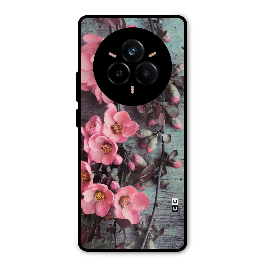 Wooden Floral Pink Metal Back Case for Realme 14 Pro