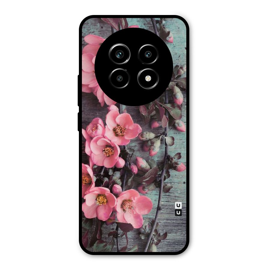 Wooden Floral Pink Metal Back Case for Realme 14 Pro Lite