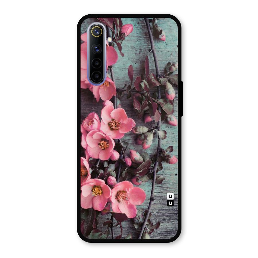 Wooden Floral Pink Metal Back Case for Realme 6