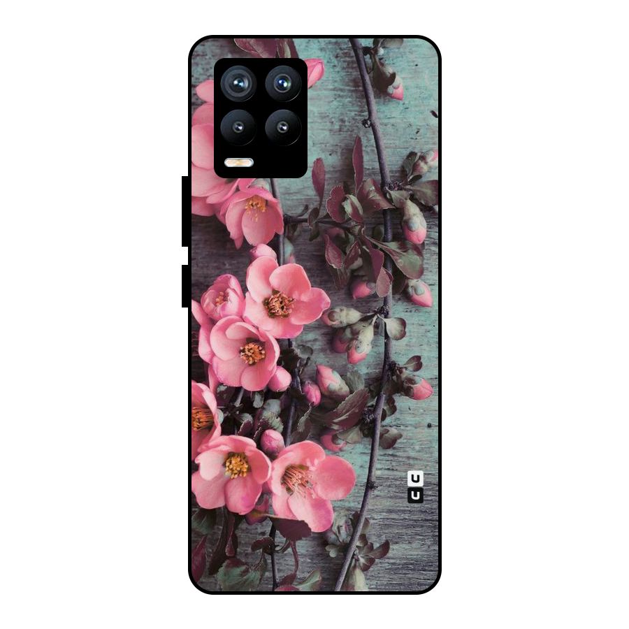 Wooden Floral Pink Metal Back Case for Realme 8 Pro