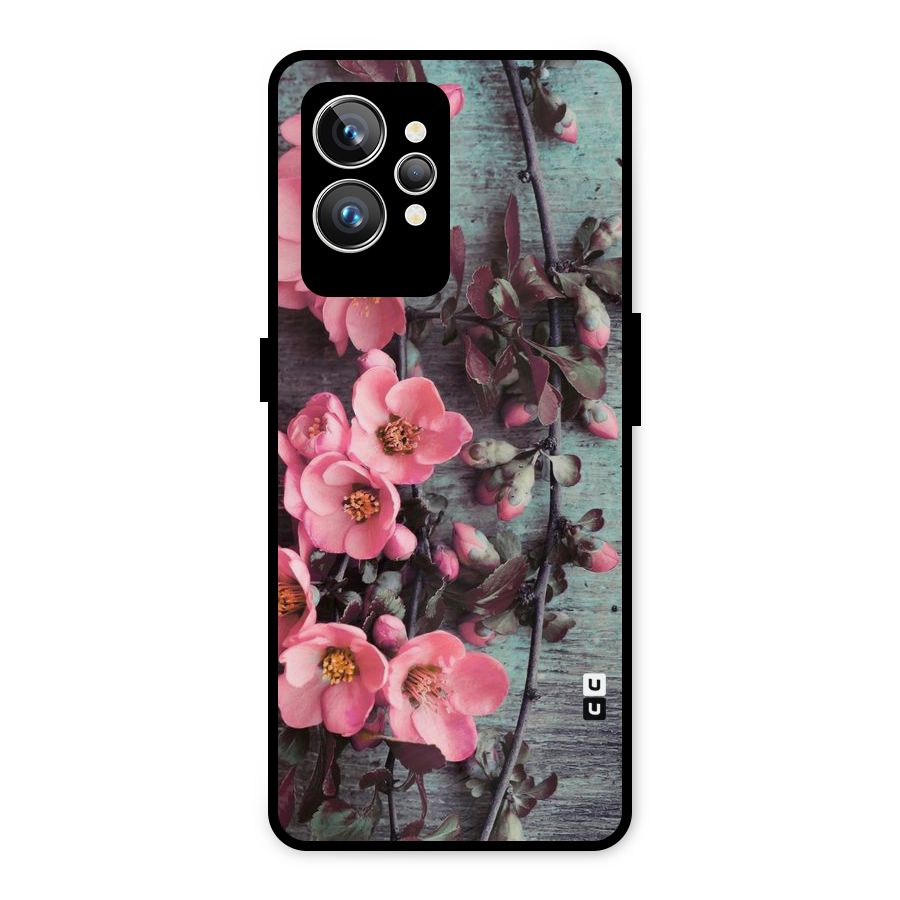 Wooden Floral Pink Metal Back Case for Realme GT2 Pro
