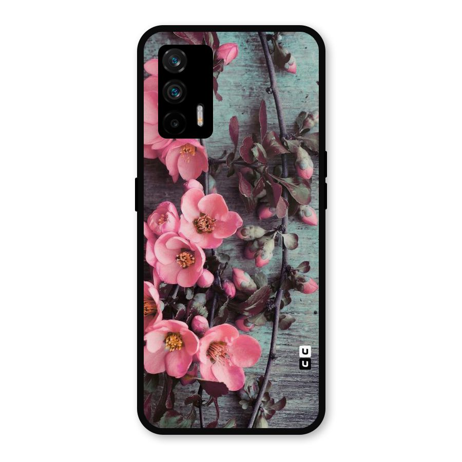 Wooden Floral Pink Metal Back Case for Realme GT 5G