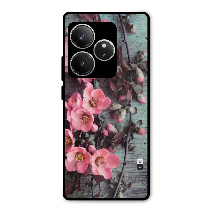 Wooden Floral Pink Metal Back Case for Realme GT 6