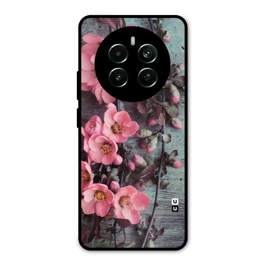 Wooden Floral Pink Metal Back Case for Realme Narzo 70 Pro