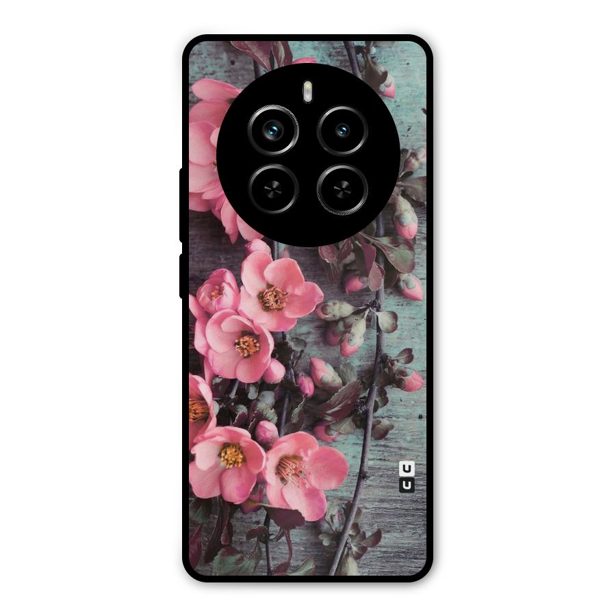 Wooden Floral Pink Metal Back Case for Realme P1 Pro