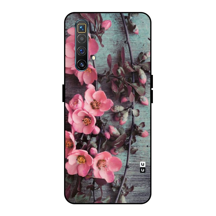 Wooden Floral Pink Metal Back Case for Realme X3 SuperZoom