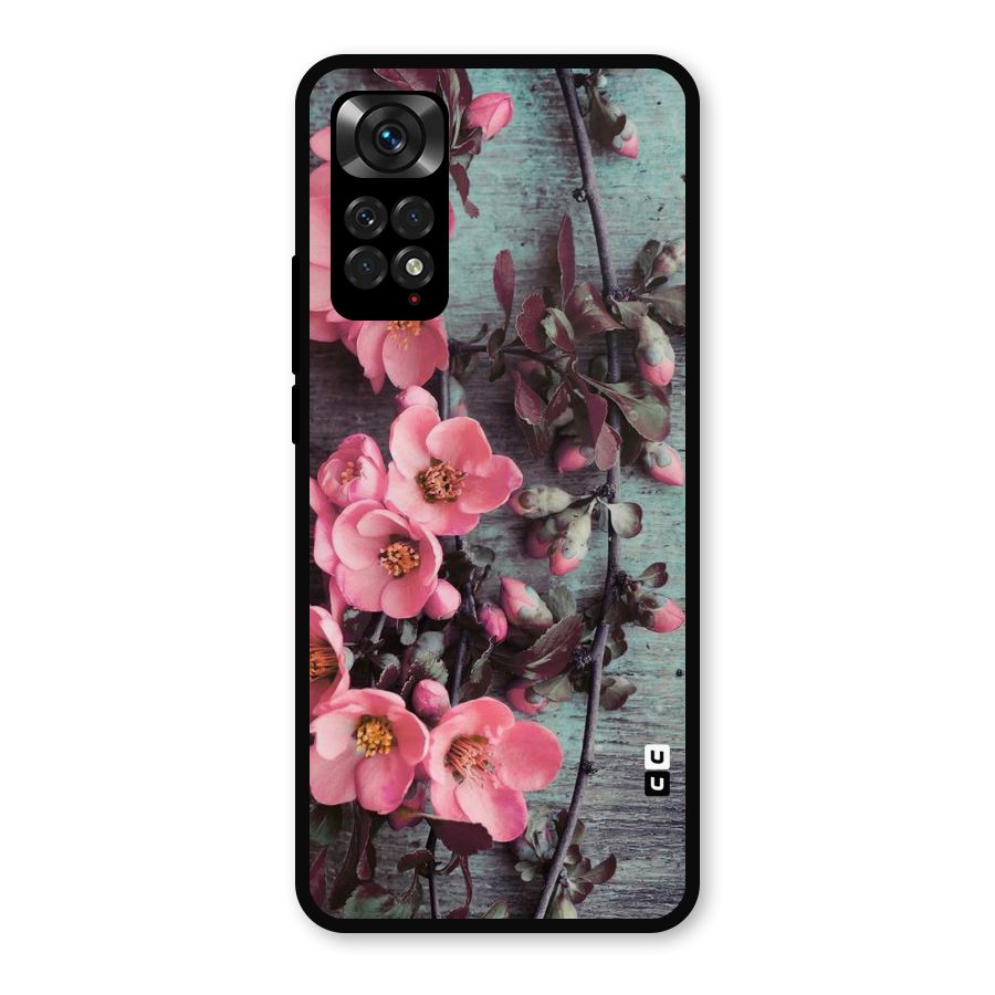 Wooden Floral Pink Metal Back Case for Redmi Note 11s