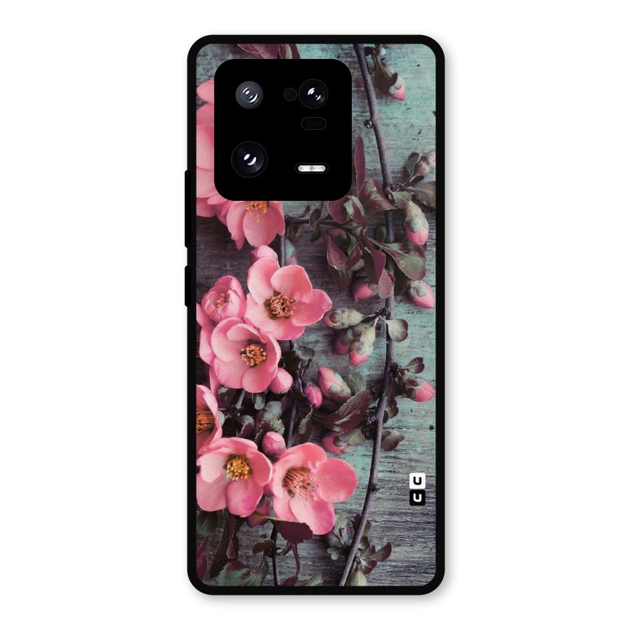 Wooden Floral Pink Metal Back Case for Xiaomi 13 Pro