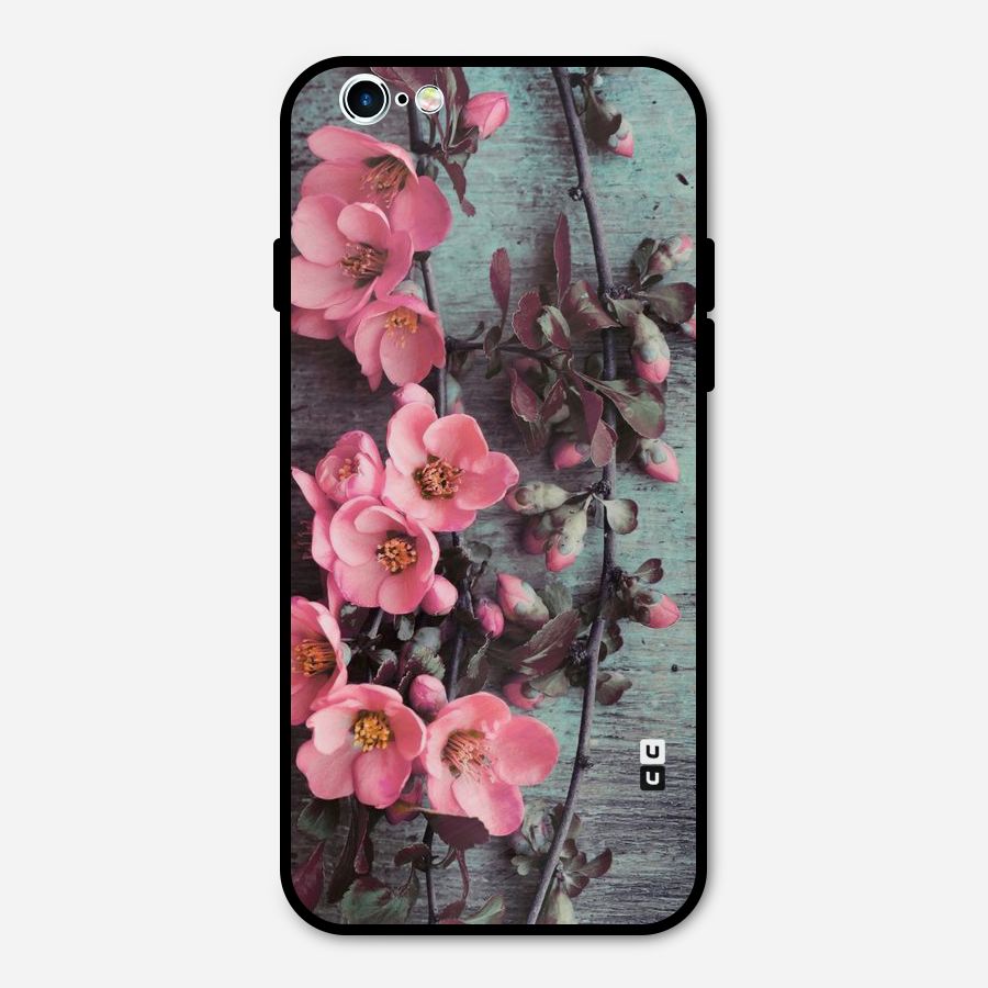 Wooden Floral Pink Metal Back Case for iPhone 6 6s
