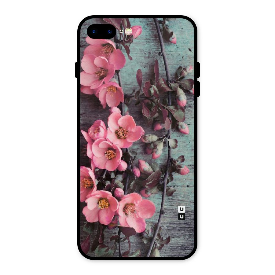 Wooden Floral Pink Metal Back Case for iPhone 7 Plus