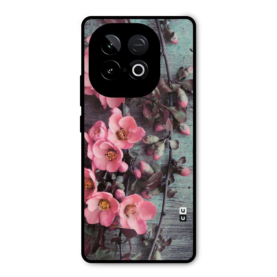 Wooden Floral Pink Metal Back Case for iQOO Neo 10