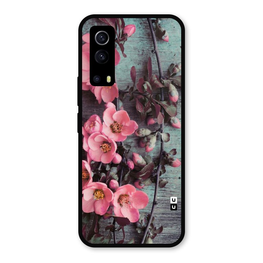 Wooden Floral Pink Metal Back Case for iQOO Z3