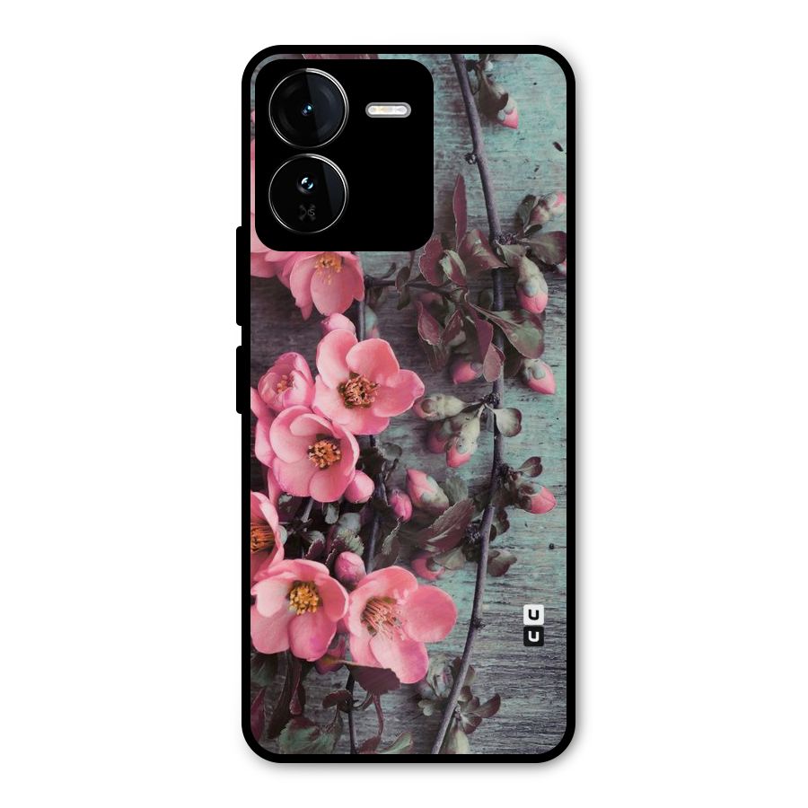 Wooden Floral Pink Metal Back Case for iQOO Z9