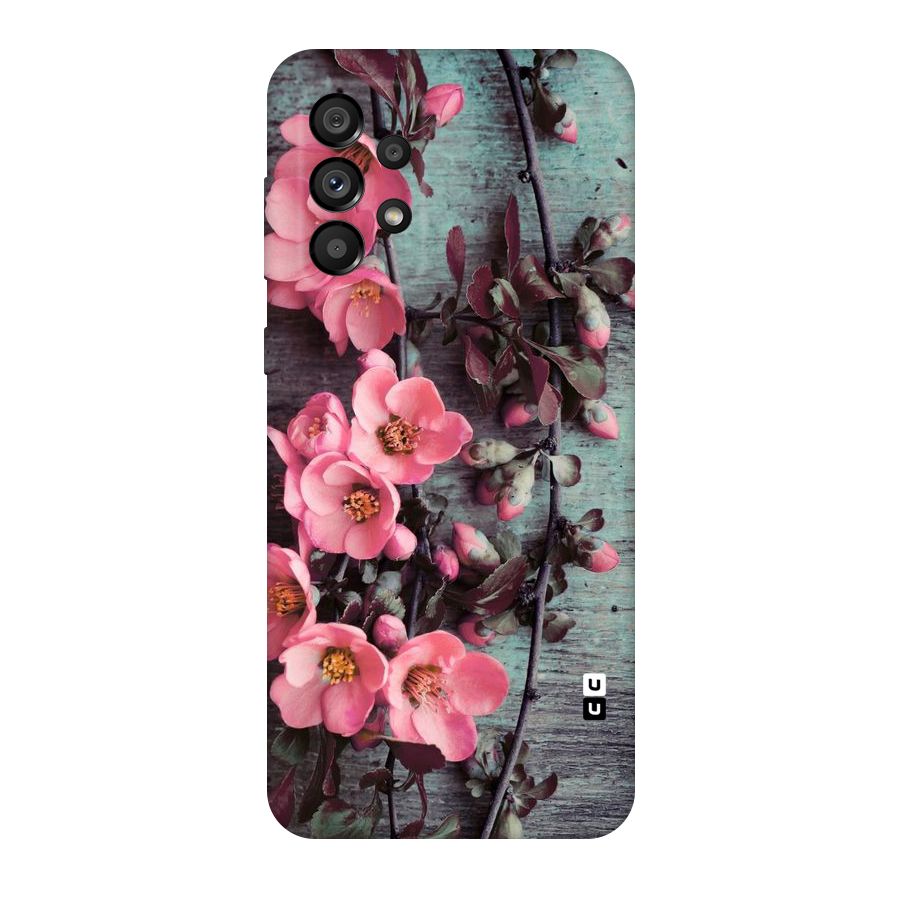 Wooden Floral Pink Original Polycarbonate Back Case for Galaxy A73 5G