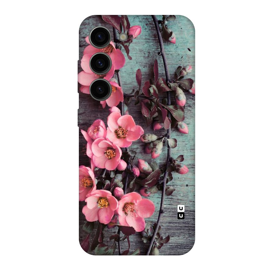 Wooden Floral Pink Original Polycarbonate Back Case for Galaxy S23