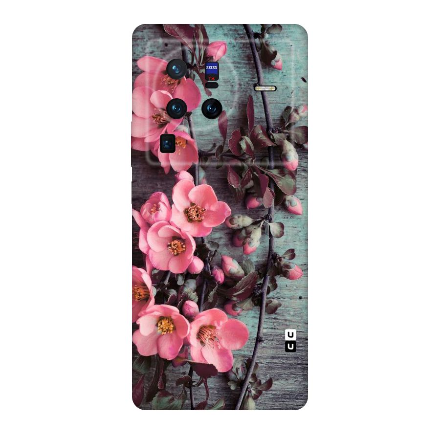 Wooden Floral Pink Original Polycarbonate Back Case for Vivo X80