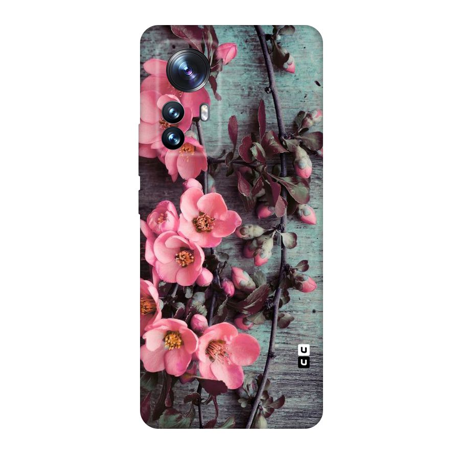Wooden Floral Pink Original Polycarbonate Back Case for Xiaomi 12 Pro