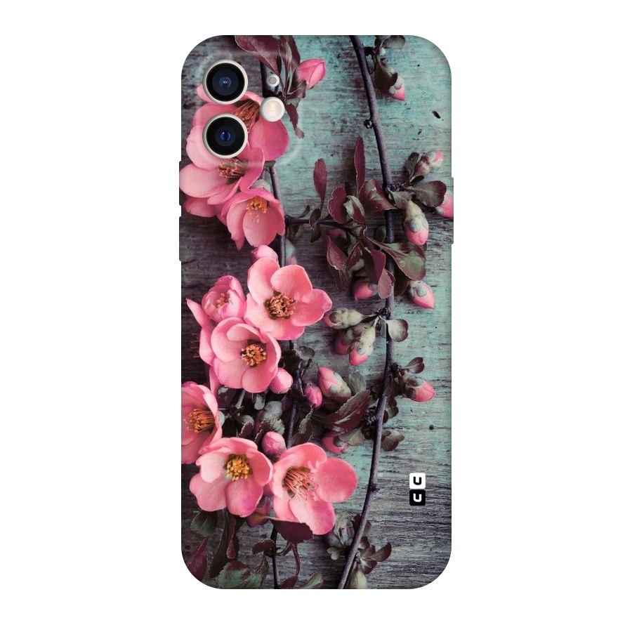 Wooden Floral Pink Original Polycarbonate Back Case for iPhone 12