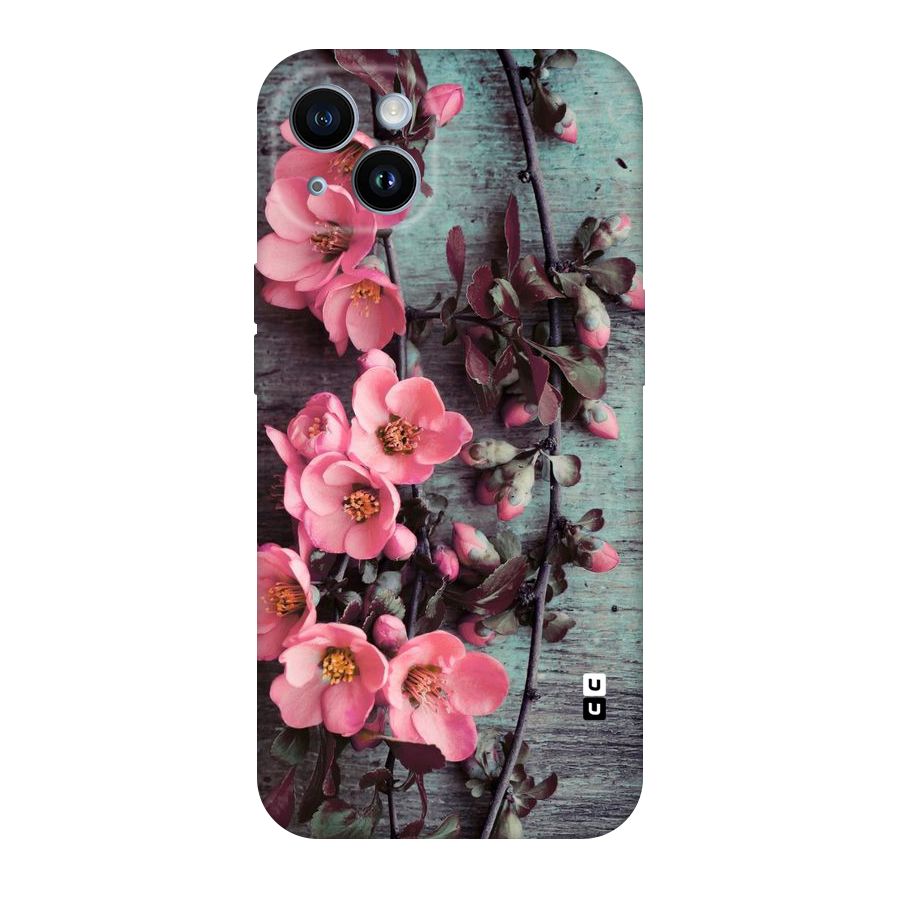 Wooden Floral Pink Original Polycarbonate Back Case for iPhone 14