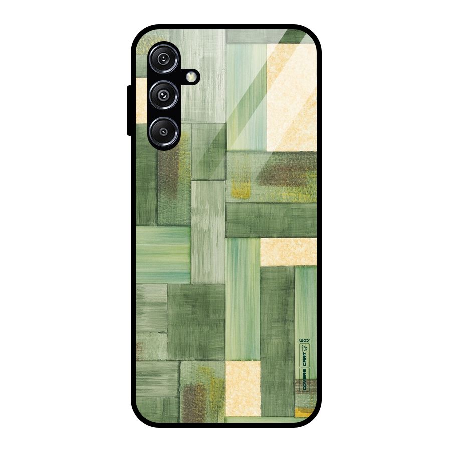 Wooden Green Texture Glass Back Case for Galaxy M34 5G