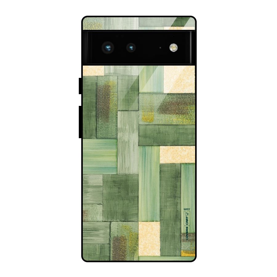 Wooden Green Texture Glass Back Case for Google Pixel 6