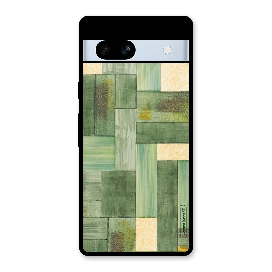 Wooden Green Texture Glass Back Case for Google Pixel 7a