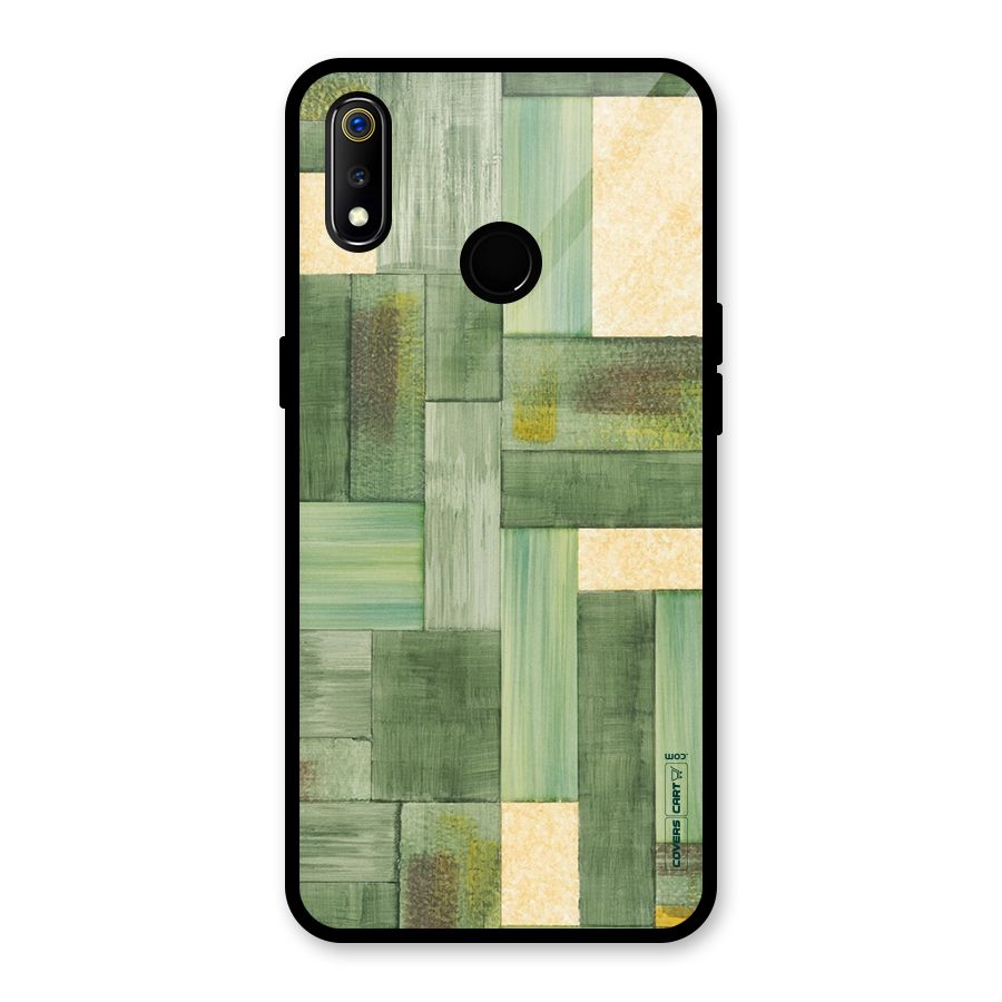 Wooden Green Texture Glass Back Case for Realme 3i