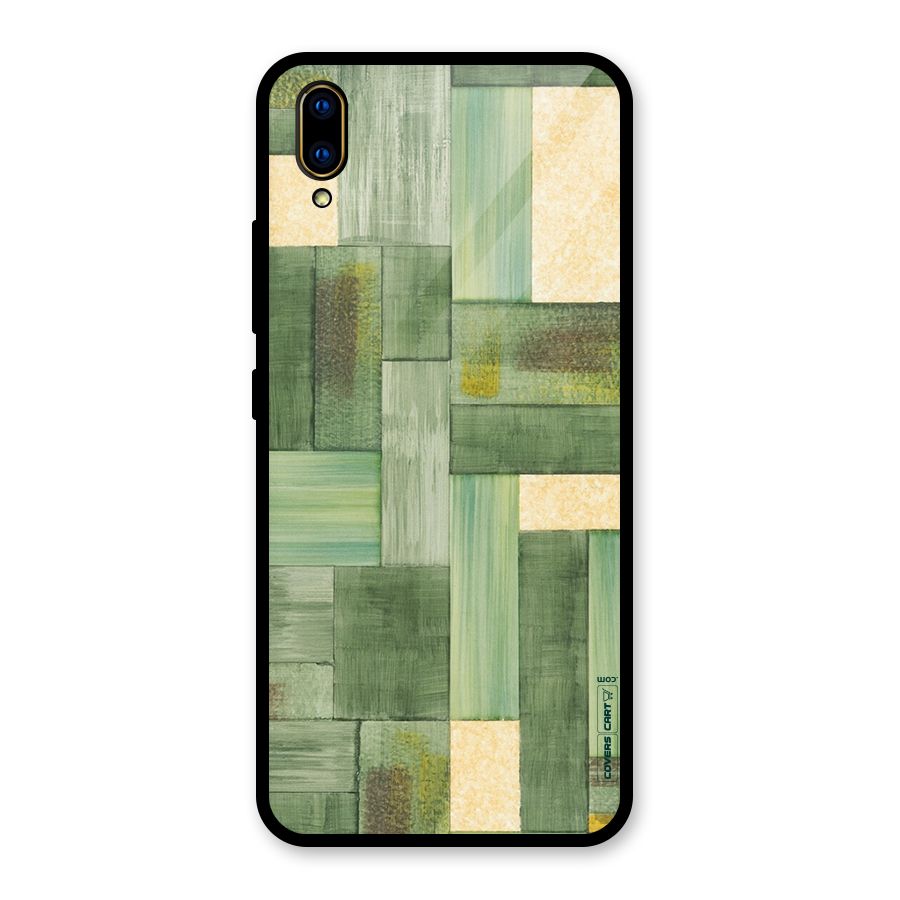 Wooden Green Texture Glass Back Case for Vivo V11 Pro