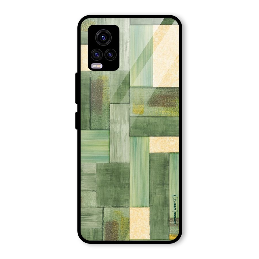 Wooden Green Texture Glass Back Case for Vivo V20 2021