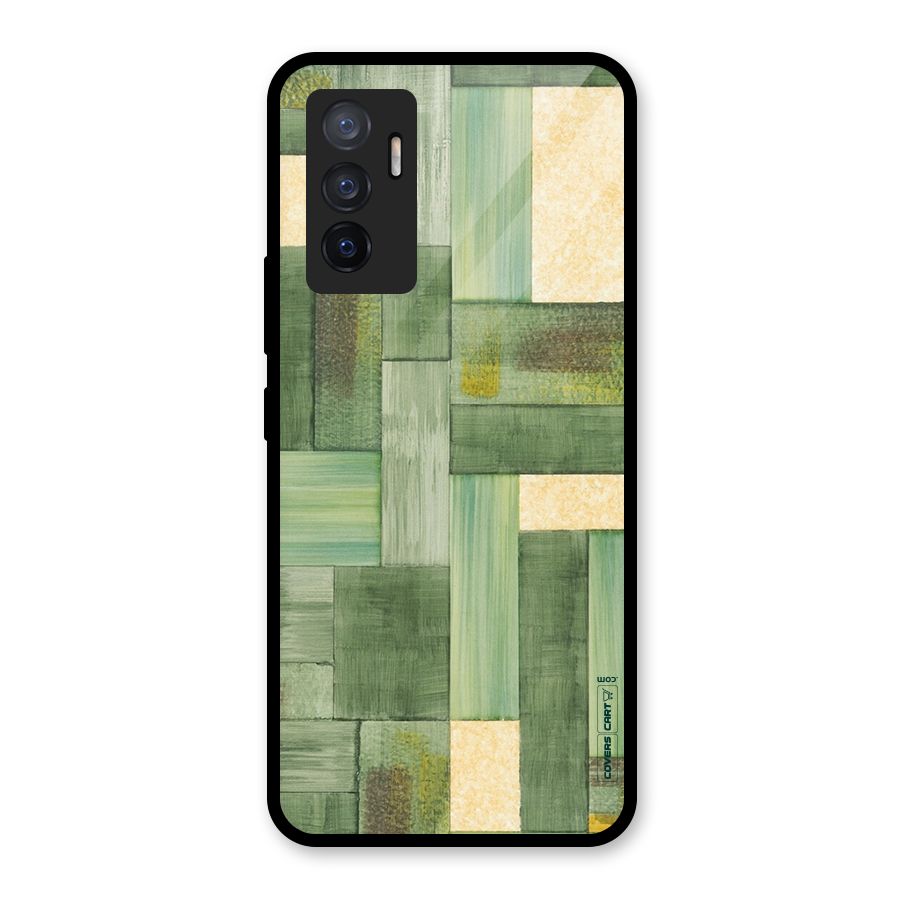 Wooden Green Texture Glass Back Case for Vivo V23e