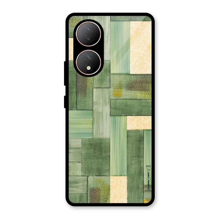 Wooden Green Texture Glass Back Case for Vivo Y100A