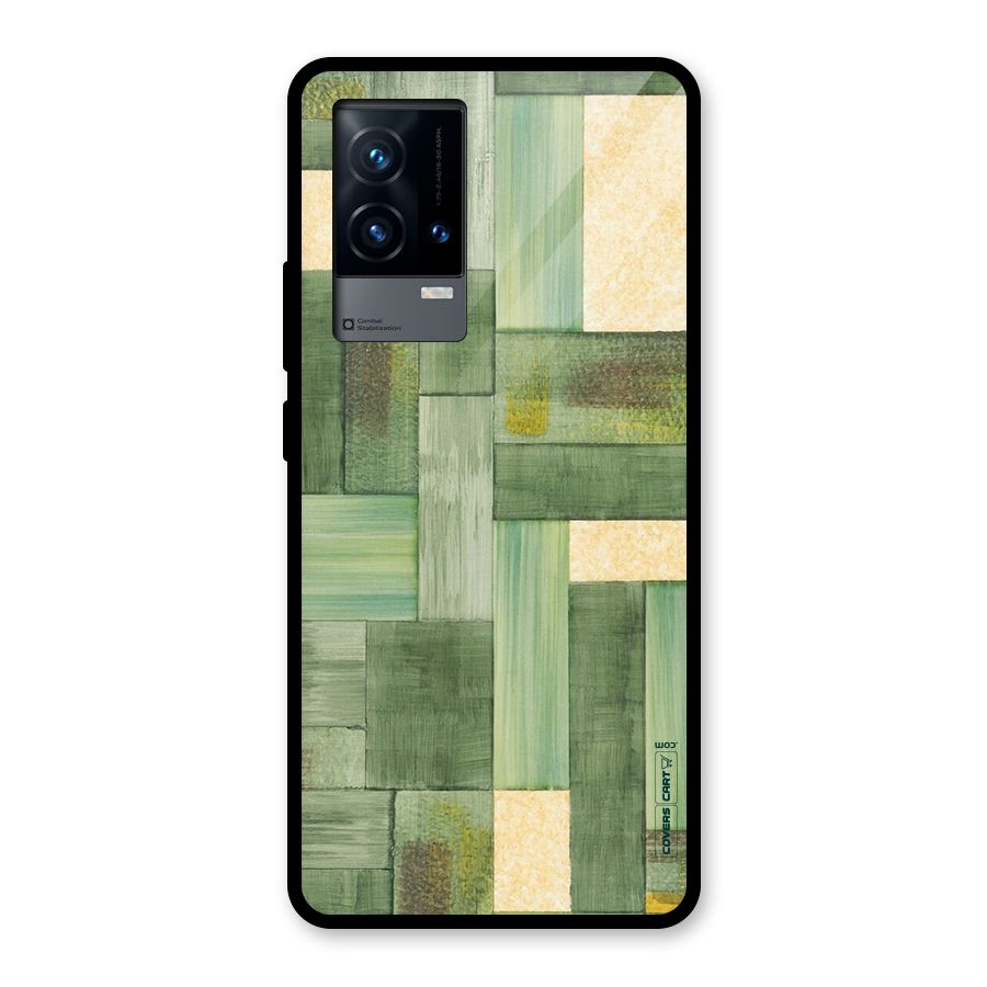 Wooden Green Texture Glass Back Case for iQOO 9 5G