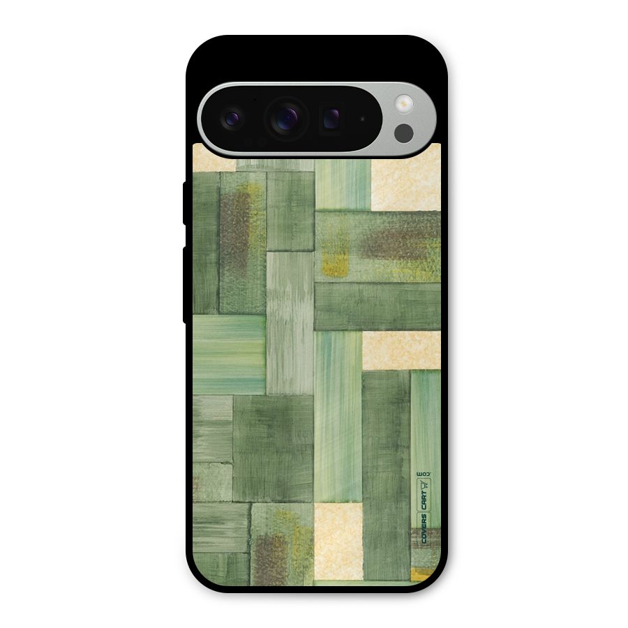 Wooden Green Texture Metal Back Case for Google Pixel 9 Pro XL