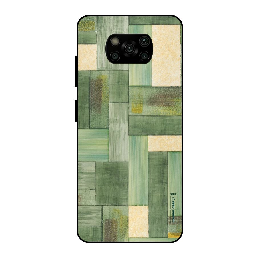 Wooden Green Texture Metal Back Case for Poco X3