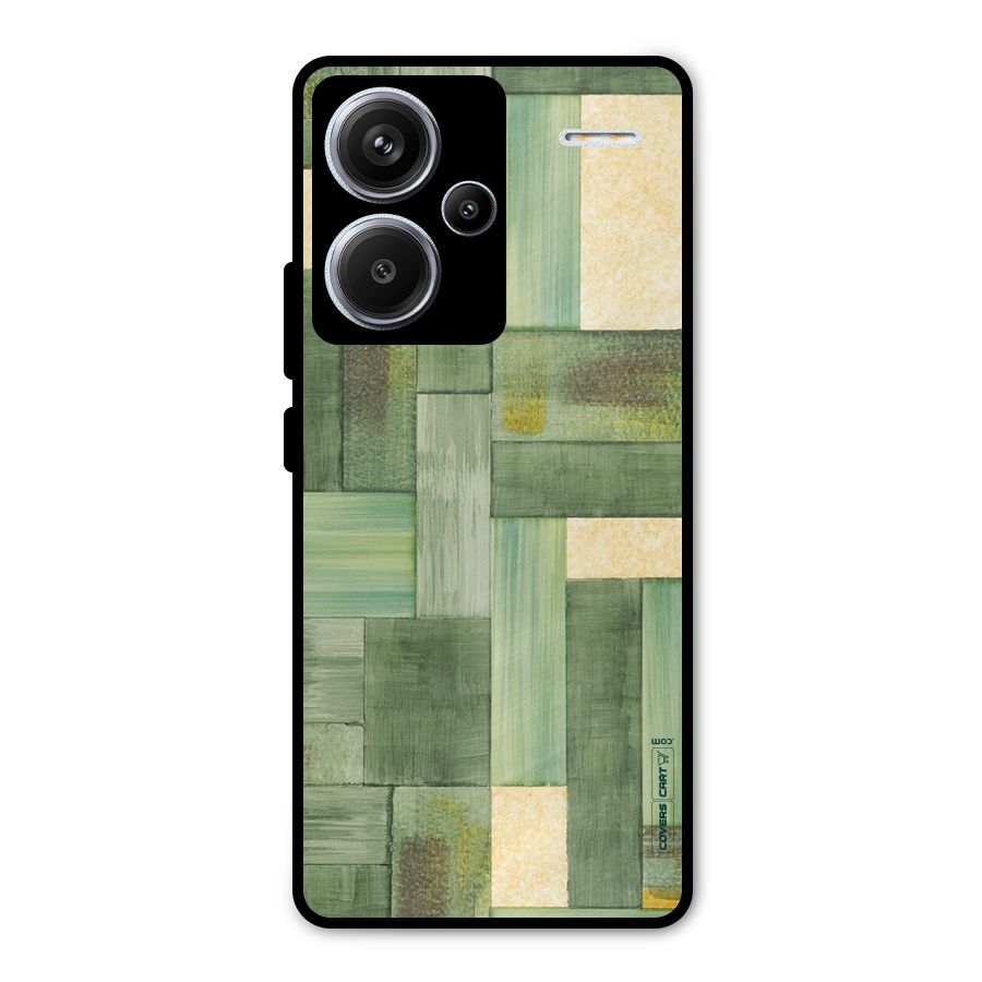 Wooden Green Texture Metal Back Case for Redmi Note 13 Pro Plus