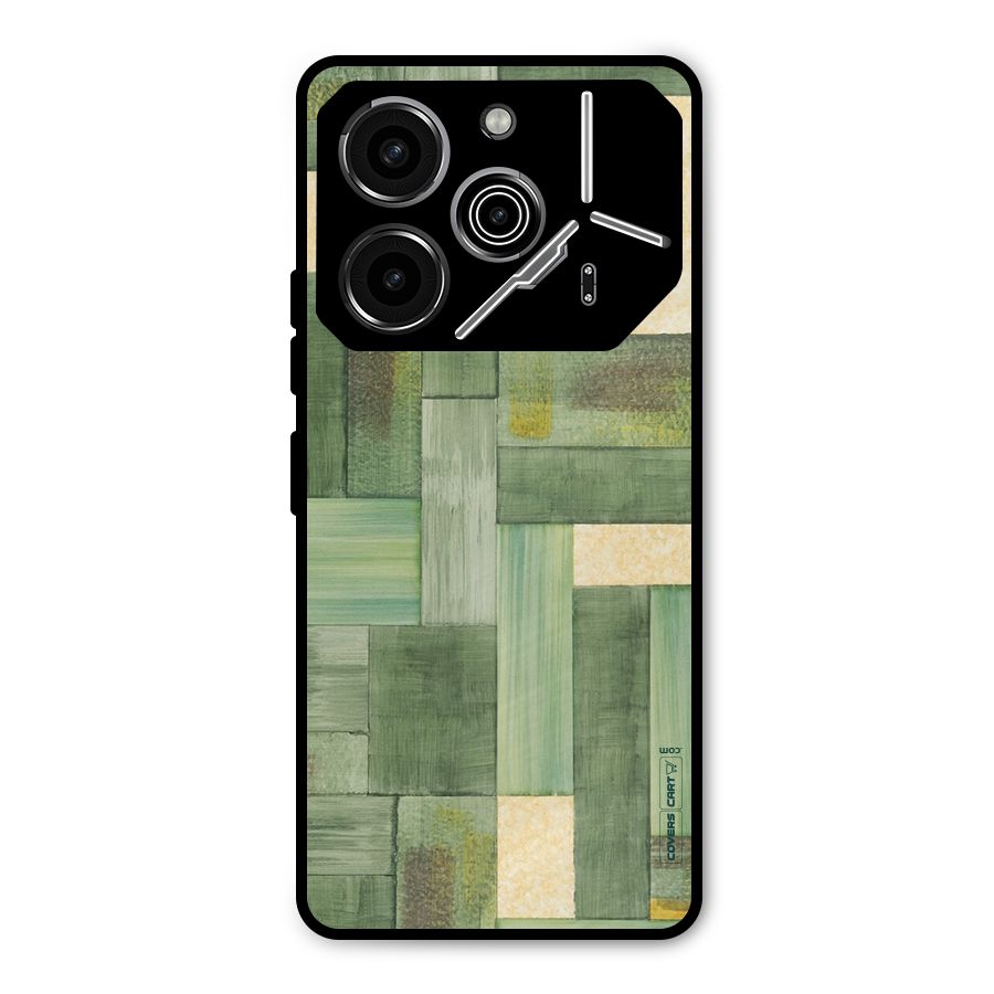 Wooden Green Texture Metal Back Case for Tecno Pova 6 Pro