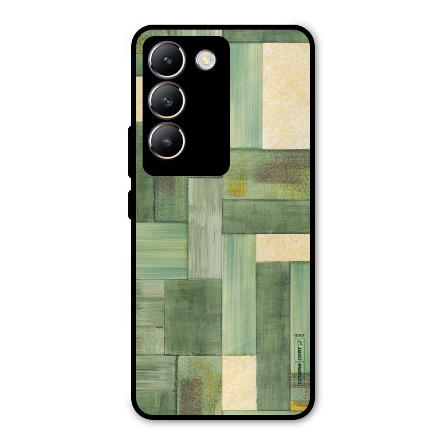 Wooden Green Texture Metal Back Case for Vivo T3 5G