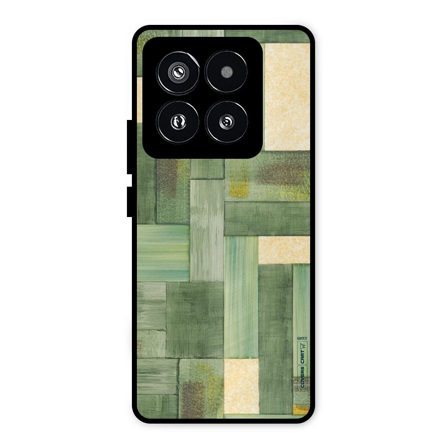 Wooden Green Texture Metal Back Case for Xiaomi 14 Pro