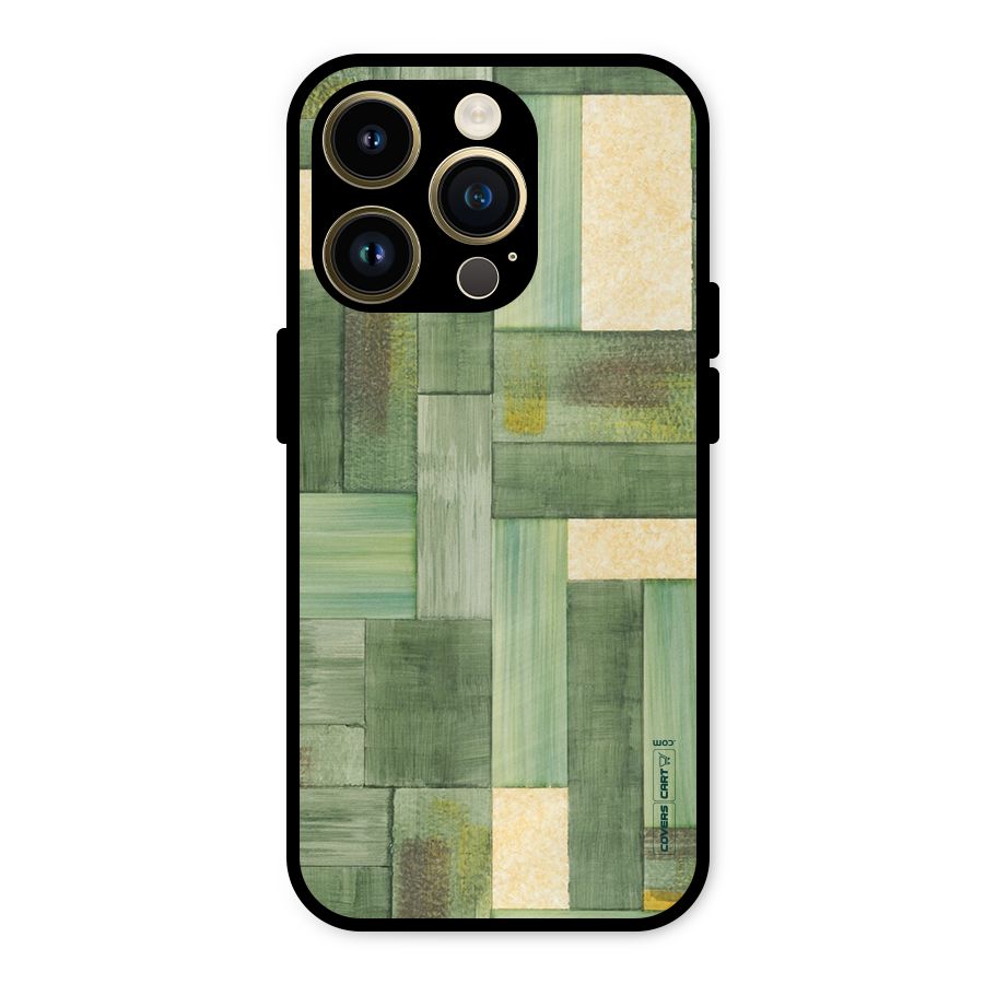 Wooden Green Texture Metal Back Case for iPhone 14 Pro