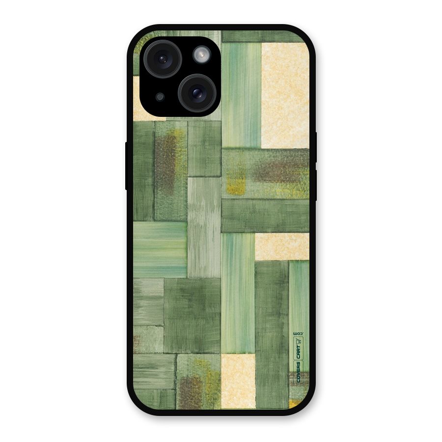 Wooden Green Texture Metal Back Case for iPhone 15