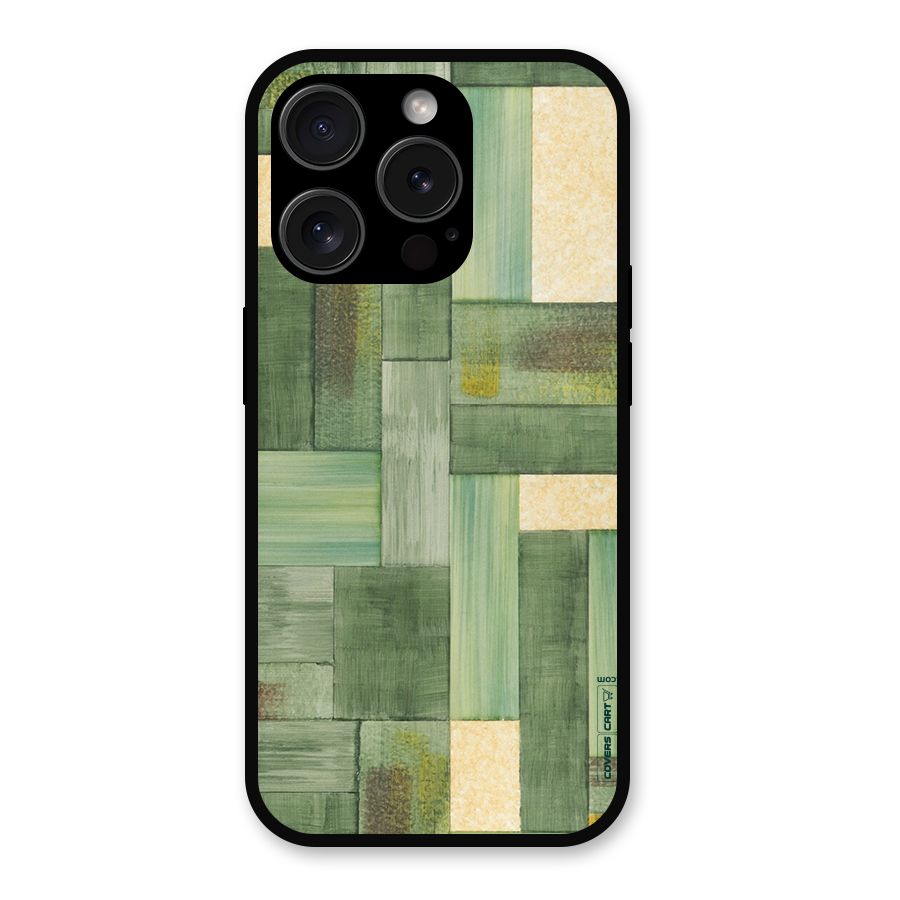 Wooden Green Texture Metal Back Case for iPhone 15 Pro