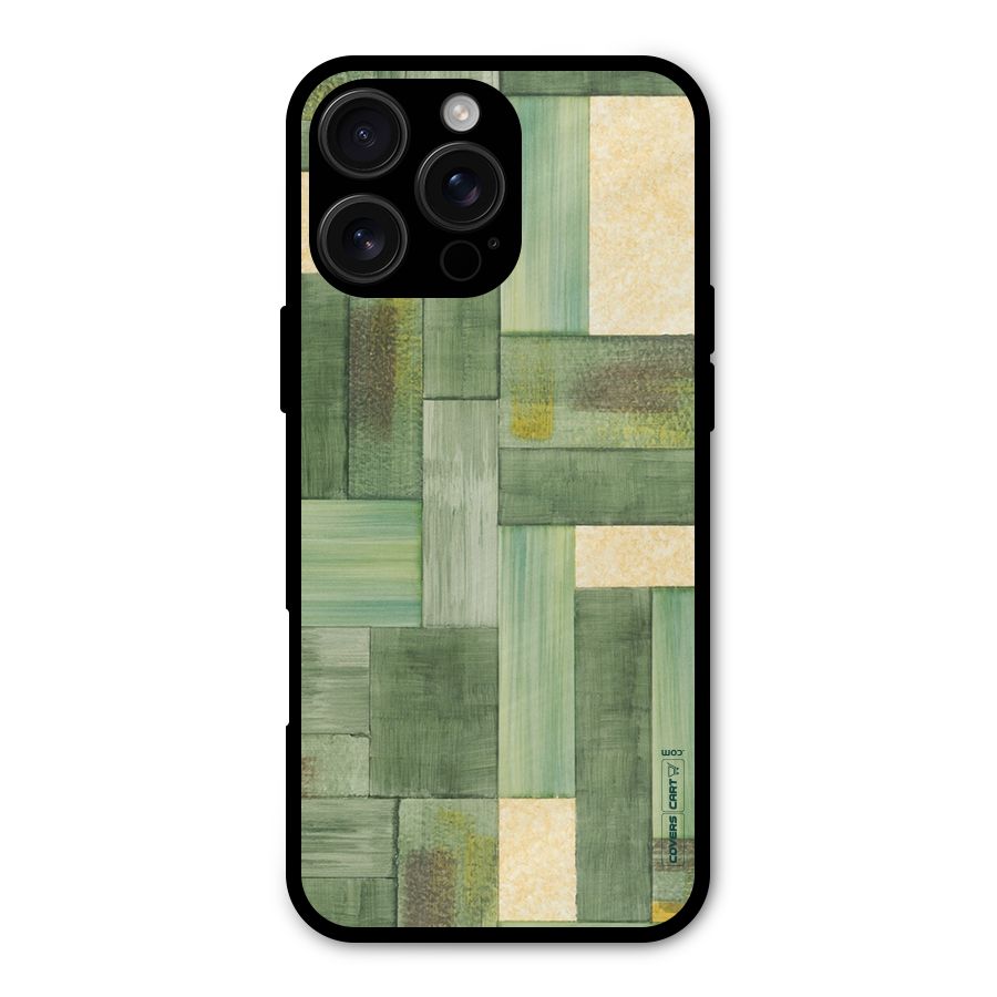 Wooden Green Texture Metal Back Case for iPhone 16 Pro Max