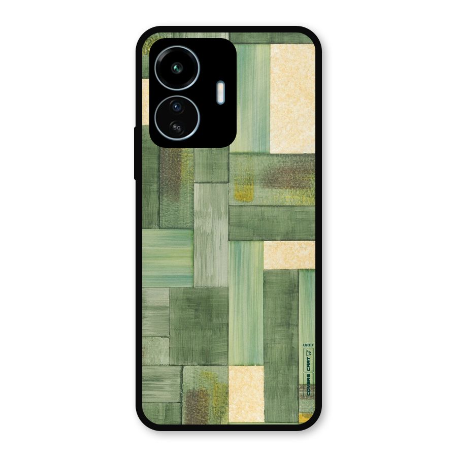 Wooden Green Texture Metal Back Case for vivo iQOO Z6 Lite 5G