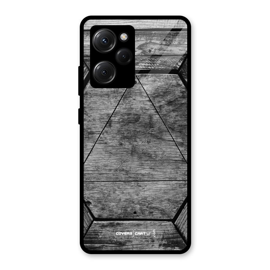 Wooden Hexagon Glass Back Case for Poco X5 Pro
