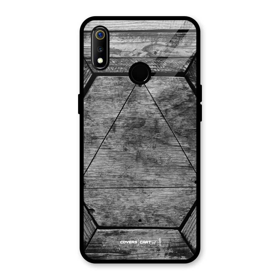 Wooden Hexagon Glass Back Case for Realme 3