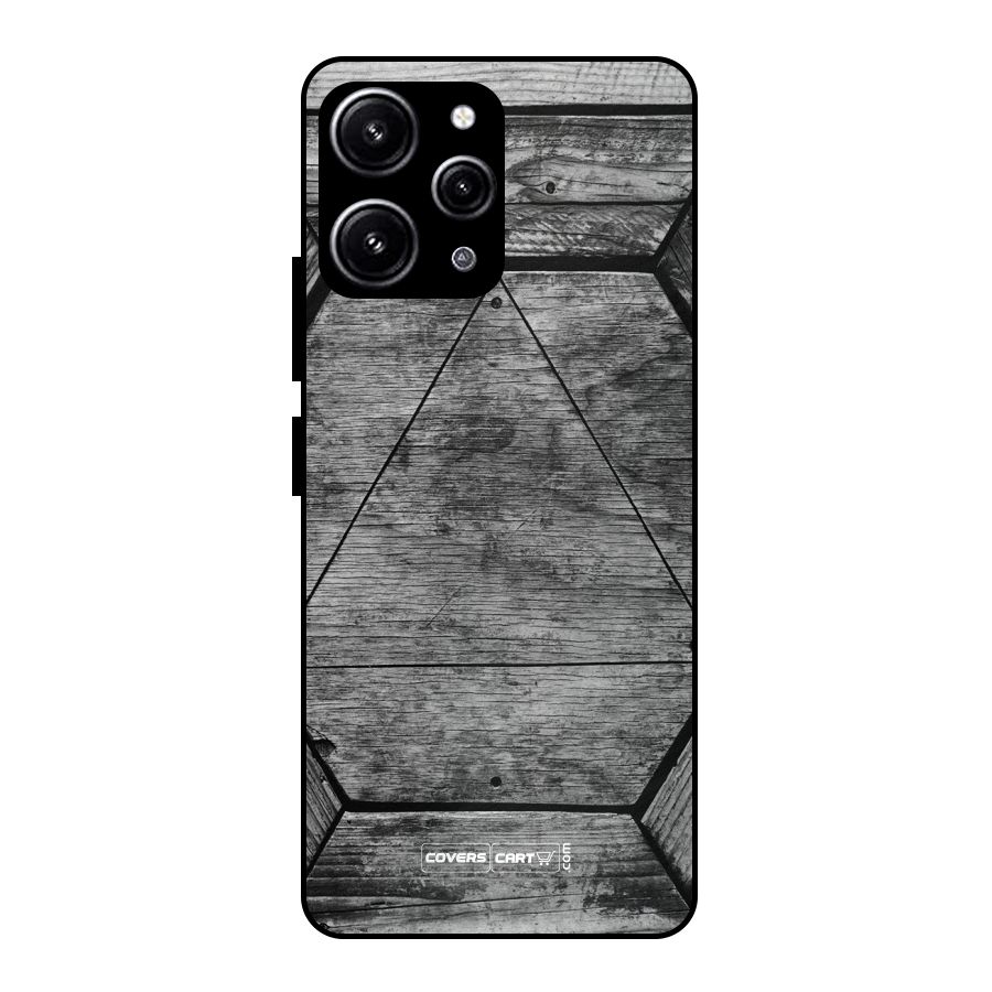 Wooden Hexagon Glass Back Case for Redmi 12 4G