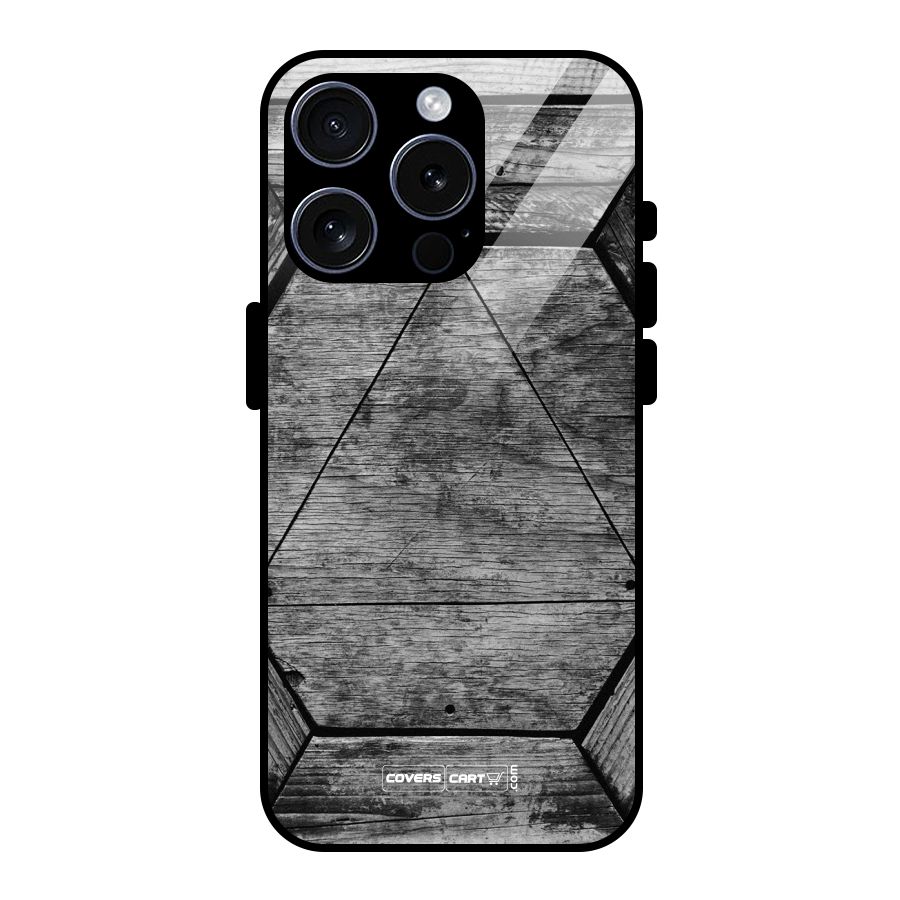 Wooden Hexagon Glass Back Case for iPhone 15 Pro