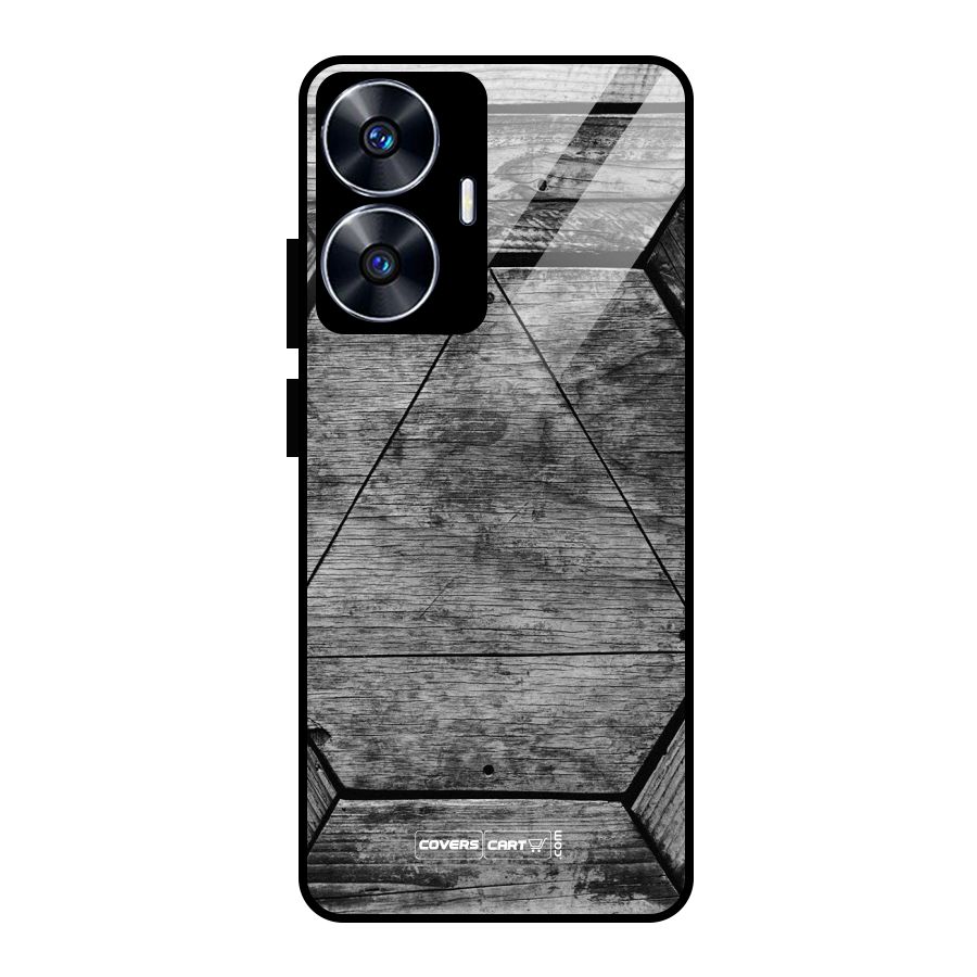 Wooden Hexagon Glass Back Case for realme C55