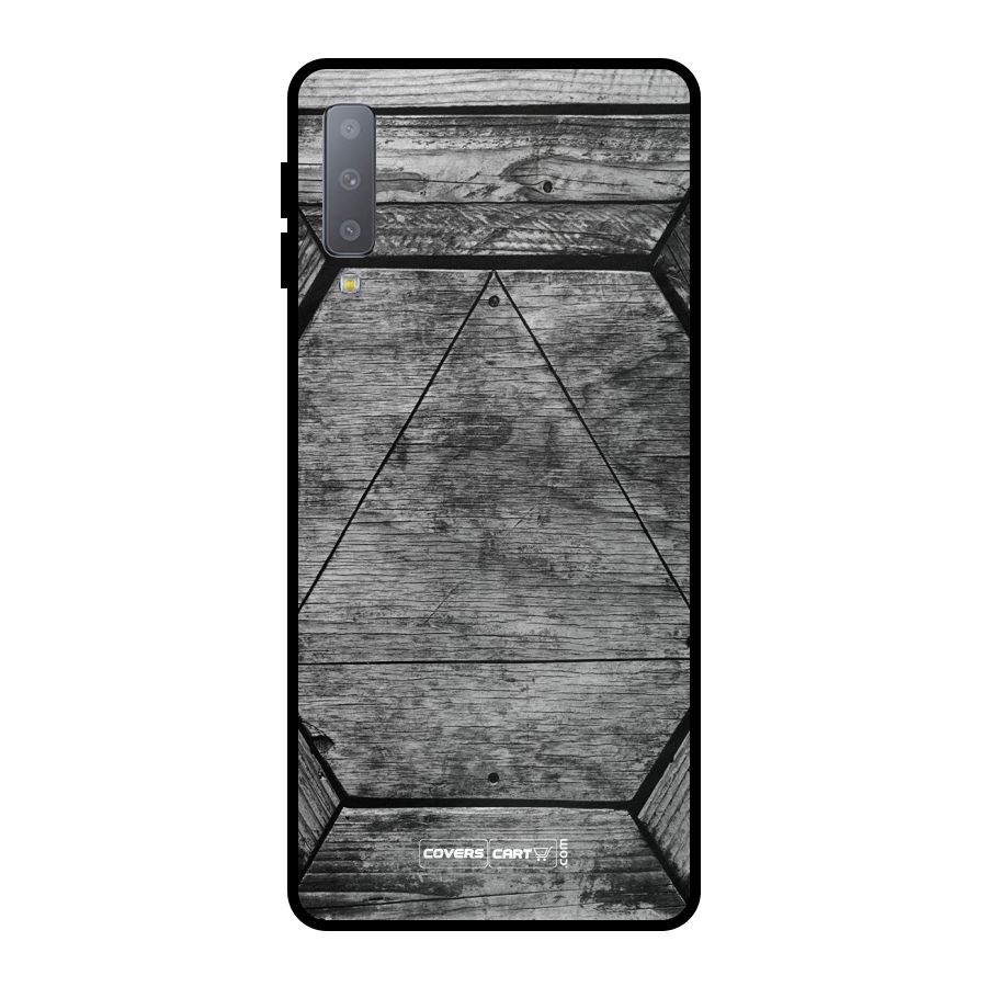Wooden Hexagon Metal Back Case for Galaxy A7 (2018)